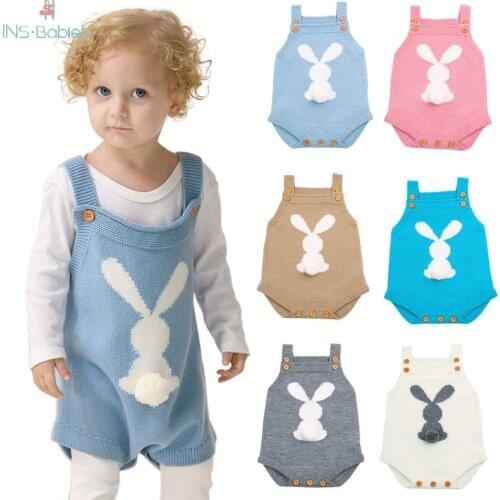 Baby Girl Clothes newborn baby bodysuit for boy Spring sleeveless 6-24m infant Autumn Cartoon Rabbit Knitting Climbing bodysuit