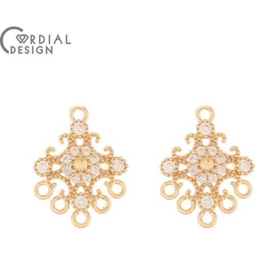 Cordial Design 50Pcs 14*19MM Jewelry Accessories/CZ Charms/Connectors/DIY Making/Pendant/Hand Made/Jewelry Findings & Components