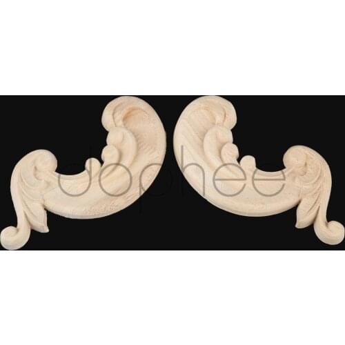 Dophee 2pcs 6*6/8*8cm Vintage Oak Wood Carved Corner Decal Onlay Applique Frame For Furniture Cabinet Door Home Decor Crafts