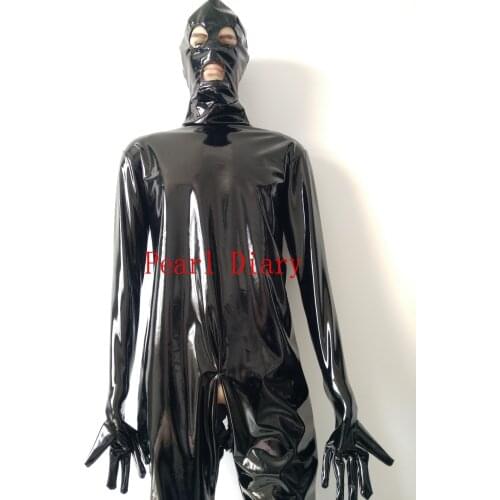 Brand Cosplay Halloween Costumes PVC faux leather full bodysuit women Men Tights Open eyes mouth