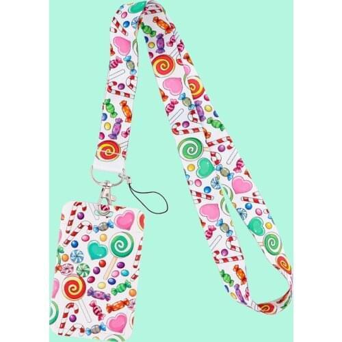 G2101 Fashion Lollipop Necklack Lanyard Key Gym Strap Multifunction Mobile Phone Decoration With Cartoon Card Holder Cover