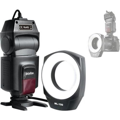 Godox ML150 ML-150 Macro Ring Flash Control Unit Daylight 5600K 49, 52, 55, 58, 62,67 mm Compatible with DSLR Hot Shoe Cameras
