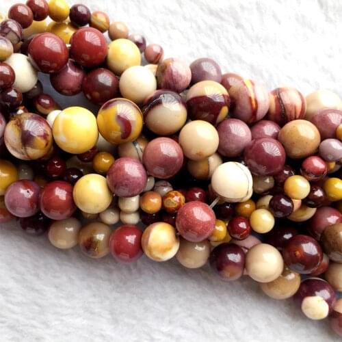 Natural Genuine Red Yellow Mookaite Moukaite Round Jewellery Loose Necklace or bracelet Beads 4-14mm 15" 06084