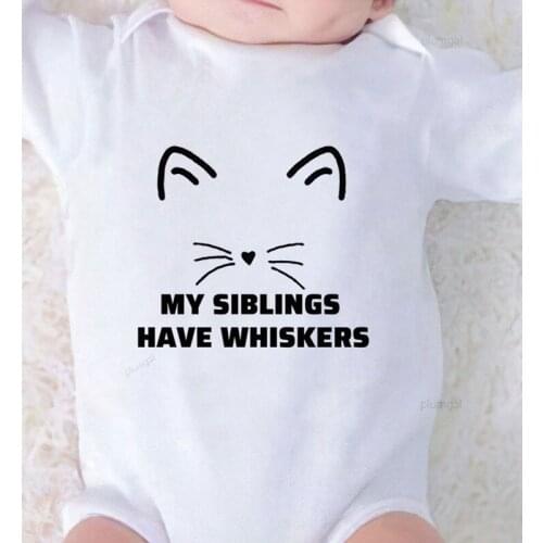 Jumpsuit Kids Autumn Fall Clothes for Toddler Girls Print My Siblings Have Whiskers Newborn Girls Outfits Baby Rompers Siblings