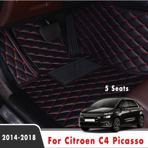 LHD Auto Custom Protect Leather Carpets For Citroen C4 Picasso 2018 2017 2016 2015 2014 5 seats Car Floor Mats Decoration Rugs