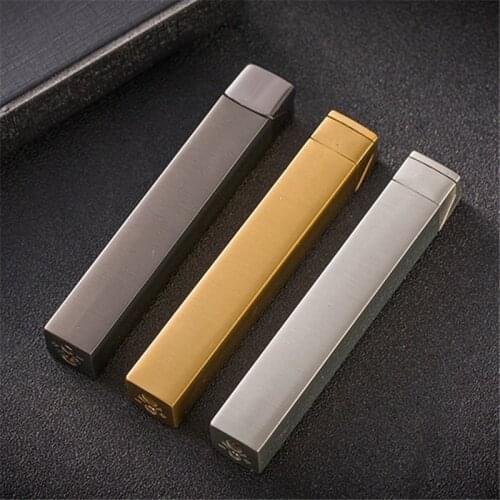 Square Pillar Cube Lighter Torch Free Fire Butane Gas Smoke Lighter Inflated Cigarette Cigar Oil Lighter Gadget For Man