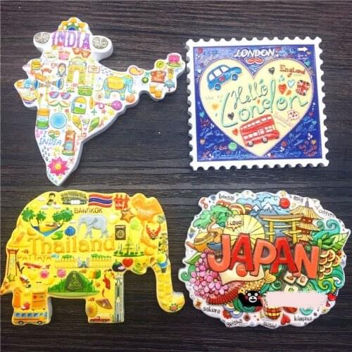Japan India Uk Thailand World Tourist Souvenir 3D Print Refrigerator Magnetic Paste Home Fridge Magnets Decor Accessories