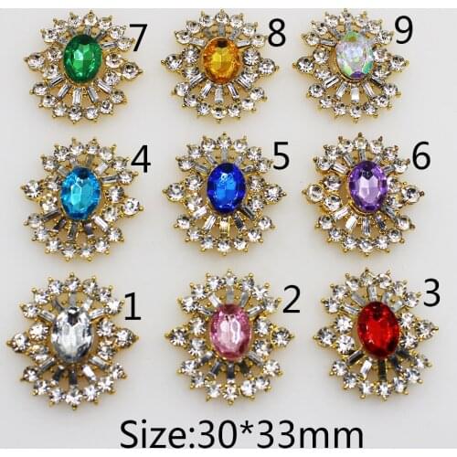 Fashion 5pc 30*33MM rhinestone buttons Wedding Decoration DIY Flatback silver clothing scrapbooking crafts Accessories