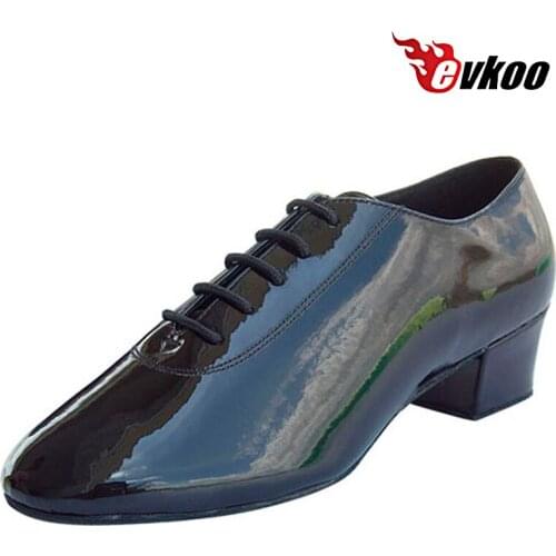 Evkoodance Mans Modern Ballroom Dance shoes Heel 4cm Genuine Leather Or Patent High Quality Comfortable Sole Shoes Evkoo-295