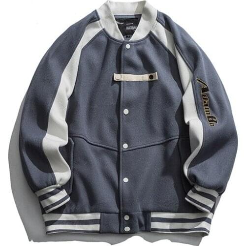 Winter trend street woolen color matching baseball collar cotton coat ins casual wild shirt male