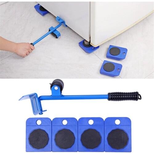 Hand Tool Set Furniture Transport Mover Furniture Transport Lifter Heavy Stuffs Moving Tool 4 Wheeled Mover Roller + 1 Wheel Bar
