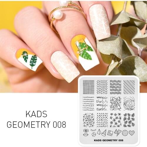 KADS New Geometry 008 Nail Art Plates Nail Templates Image Template DIY Manicure Stencils Tools For printing Nail Stamping