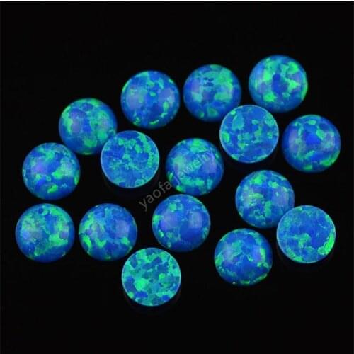 Wholesale price hotsale 2mm to 10mm Round Cabochon flat back blue fire opal stone loose opal gemstones for jewelry