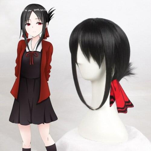 Anime Kaguya-sama Love is War Kaguya Shinomiya Cosplay Wigs Black Heat Resistant Synthetic Hair Cosplay Wig+ Wig Cap