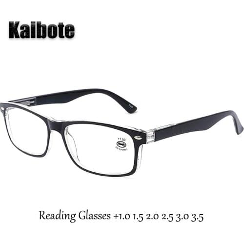 Kaibote E185114 Fashion Reading Glasses Rectangular Frame for Man Woman in High Quality Reader Eyewear +1.0 1.5 2.0 2.5 3.0 3.5