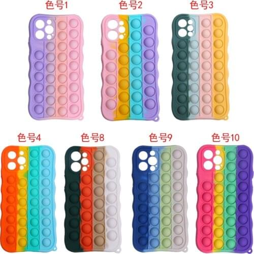 Push Pop Bubble Fidget Toys Mobile Phone Protective Shell Poppit Pop Phone Case for iPhone 12 12 Pro