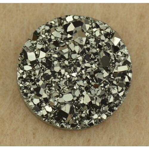 Sale Crystal Cluster Round Flat Back Beads Natural Agates Druzy Stone PVD Plating Silvers Gray Loose Gems For Drusy Jewelry