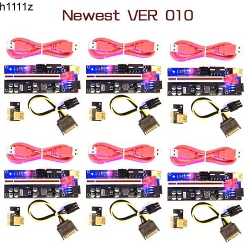 6PCS LED PCI-E PCIE Riser 010 GPU Riser PCI Express X16 For Video Card Riser PCIE X16 Extender Adapter For Bitcoin Miner Mining
