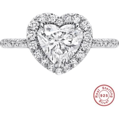 Heart 2ct Simulated Diamond Wedding Engagement topaz Gemstone Rings for Women Eternal 925 Sterling Silver ring Jewelry