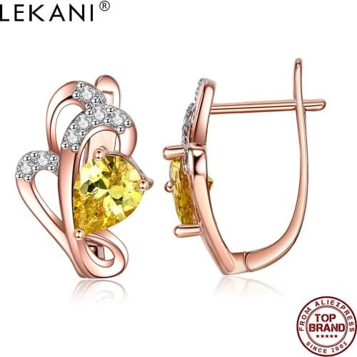 LEKANI Earrings For Women Irregular Flower With 5A Cubic Zirconia Rose Gold Plated Earring Studs Anniversary Fashion Jewelry