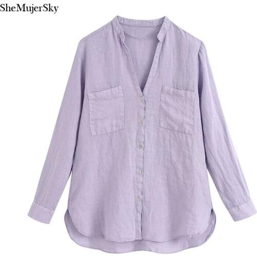 SHEMUJERSKY Linen Blouses