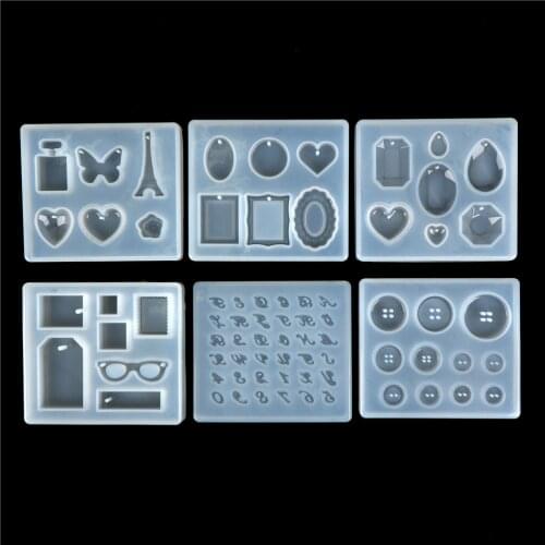 Resin Mini Diy Letters Heart Water Drop Tower Button Craft Pendent Mould Miniature Jewelry Necklace Making Silicone Mold