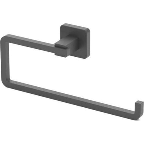 Steel Mirror Round Circle Half Moon Rectangle Chrome Towel Holder Screwless Self Adhesive Matte Black Towel Holder