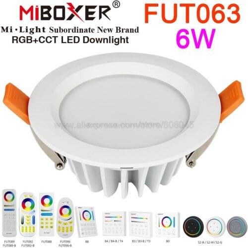 MiLight FUT063 6W RGB+CCT LED Ceiling Spotlight Waterproof Reccessed Light AC85-265V WiFi Compatible 2.4G 4-Zone Wireless Remote