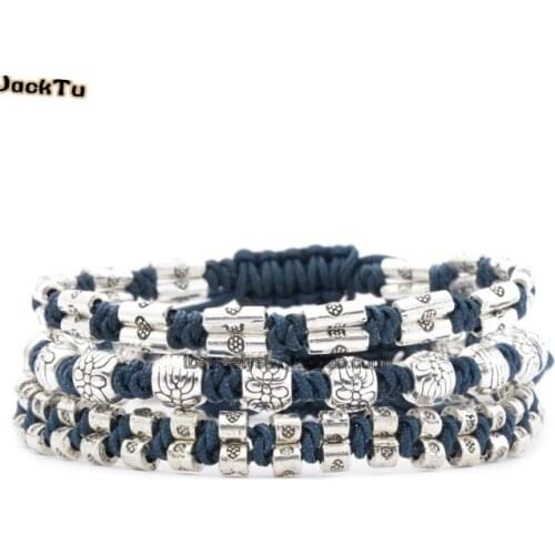 Dark blue nylon handmade knotted wrap bracelet sports