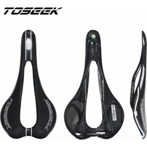 TOSEEK Full 3K Carbon Fiber Bicycle Saddle Mountain Road Bike Parts hollow Front Seat Mat High Quality 123g