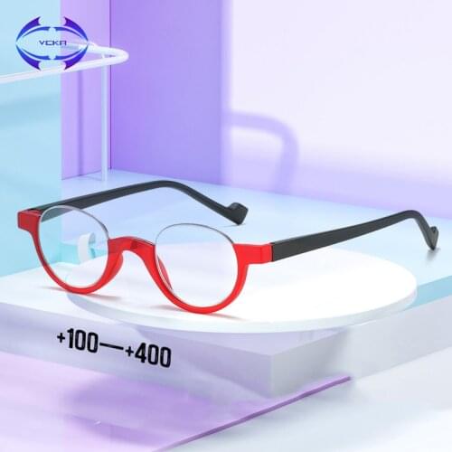 VCKA Round Half-frame Reading Glasses women Men Ultra Light Portable Personality Comfortable Presbyopic Eyewear +1.00 to +4.00