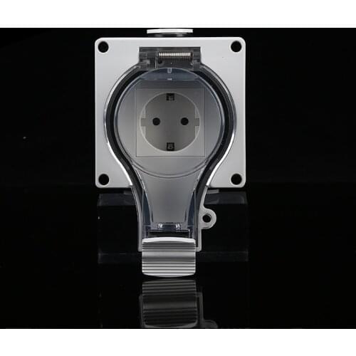 IP66 EU Standard with Waterproof Cover Weatherproof Waterproof Outdoor Wall Power Socket 16A Electrical Outlet AC 110V-250V
