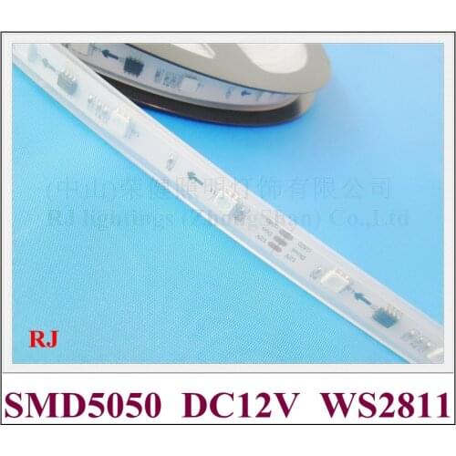 WS 2811 RGB magic LED strip light SMD 5050 LED soft strip DC12V SMD5050 30led/M with silicone tube waterproof WS2811 CE ROHS