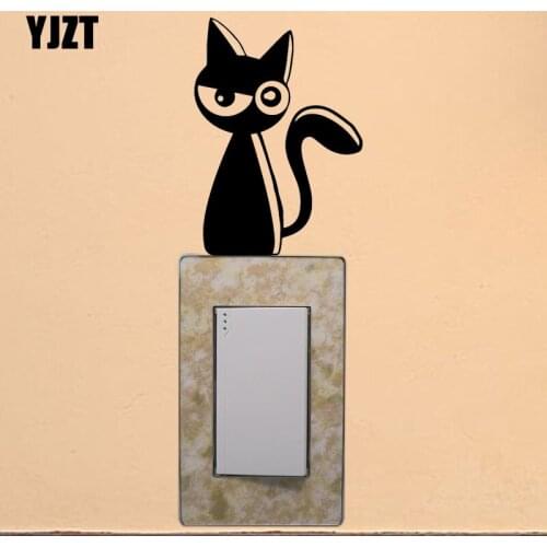 YJZT Art Creative Cat Living Room Decor Vinyl Decal Wall Switch Sticker Animal Pattern S19-0583
