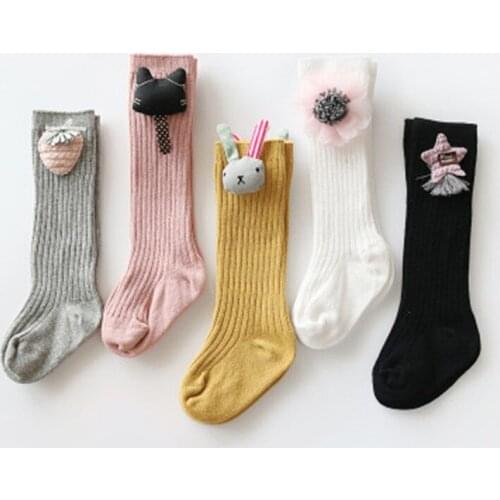 1 Pair Baby Girl Spring Autumn High Socks Cotton Mesh Socks for Newborn 0-3 Years Cartoon Baby Boy Socks Clothes Accessories