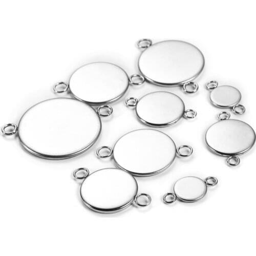 20Pcs/Lot 6-25mm Metal Stainless Steel Cabochon Blanks Setting Base Tray Bezels Blank Connector for DIY Jewelry Making Supplies