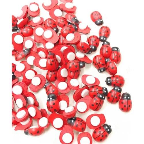 250PCS Mixed Wooden Ladybug Flatback Cabochon Decoration Wood DIY Crafts for Scrapbooking Cardmaking Cute DIY Accessories