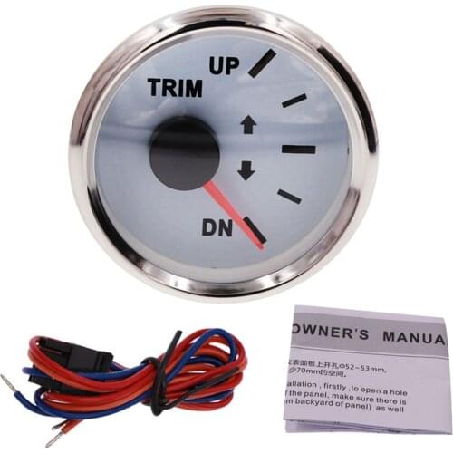 52mm Trim Gauge 9-32V Up to Down Waterproof Trim Meters Balance Instrument for Bus Auto Boat Truck 0-190ohm