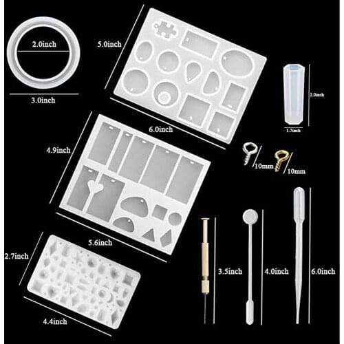 68Pcs Silicone Mold For Resin Silicone uv Resin DIY Clay Epoxy Resin Casting Molds And Tools Set Diy Jewelry Casting Molds Tools