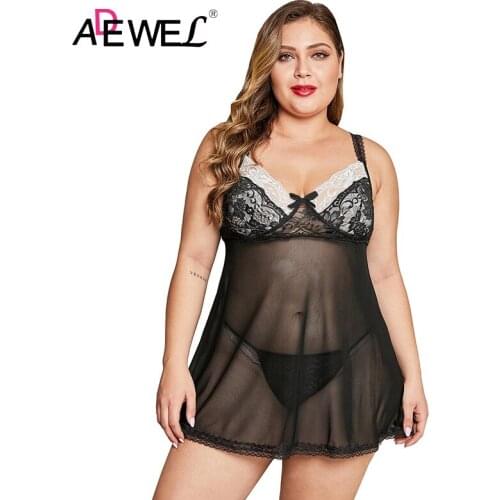 ADEWEL Sxey Black Lace Cup Tulle Plus Size Bodysuit Combinaison Pantalon Femme Push Up Bandage Women Clothes Body Femme 5XL