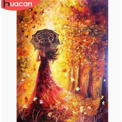 HUACAN Diamond Embroidery Girl 5D DIY Diamond Painting Cartoon Picture Of Rhinestone Home Decoration Full Drill