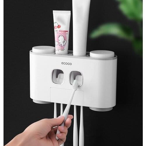 Automatic Toothpaste Dispenser Plastic Bathroom Toothpaste Squeezer Wall Paste Mounted Toothbrush Holder Bathroom Accessories