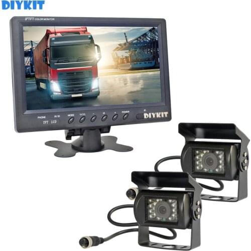 DIYKIT 9inch Car Monitor Rear View Monitor Waterproof IR CCD Camera Parking Accessories Kit for Bus Horse Trailer Motorhome 1V2