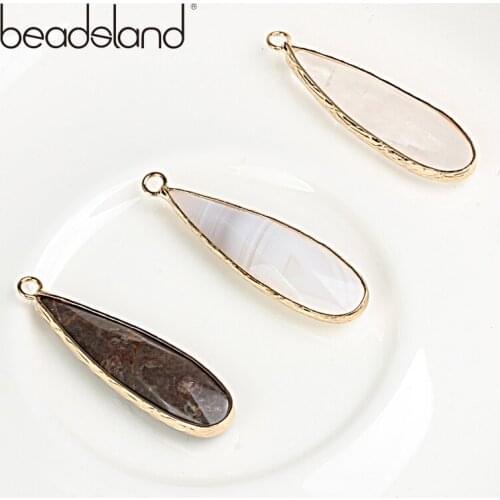 Beadsland Natural Stone Gem stone Waterdrop Shapped Pendant DIY Neckalce Fashion Jewelry Women Girl Gift 38944