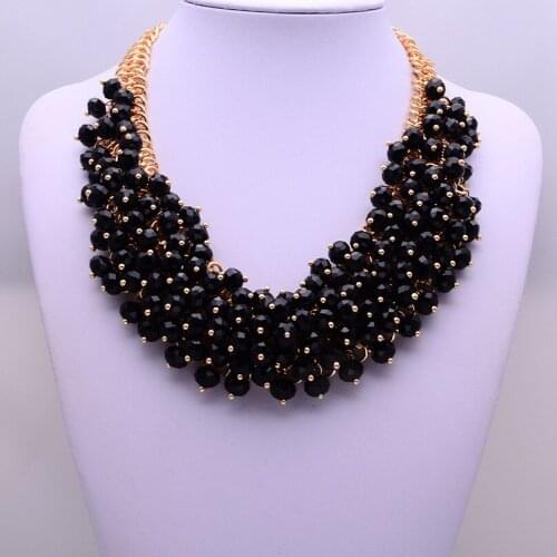 BK Classic Acrylic Glass Clear Beads Jewelry Statement Cluster Round Resin Pendant Necklace Wedding Summer Fashion Jewelry New