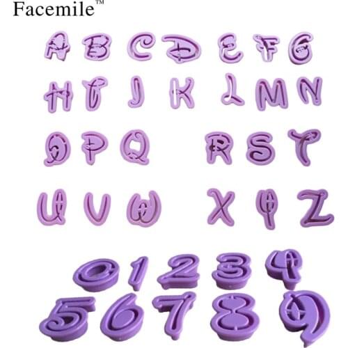Facemile 36PCS /SET DIY Letter Number Cake Mould Fondant Sugarcraft Cookie Plunger Cutter Gift Decorating Tools ZH025