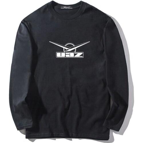 T Shirt Men 100 Cotton UAZ High Quality Funny Man & Women Unisex Long Sleeve O-neck Slim Fit Casual T-shirt Homme E934V