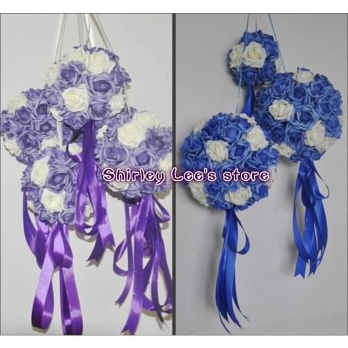 HOT SALE!!! (8pcs/lot) X 20cm Artificial Foam Rose Ball Kissing Ball Foam In Blue, Purple Wedding