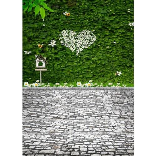 Brick floor green wall background photography of newborn Site layout of work, birthday, party, festival, activity scene, etc