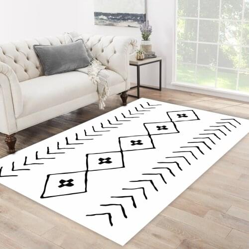 White color black shape ethnic patterned carpet modern carpet rug free shipping soft textured carpet